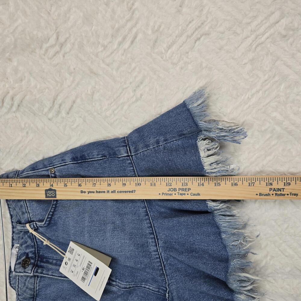 Pull & Bear Denim Mini Skirt with Frayed Hem Size M - Picture 7 of 9